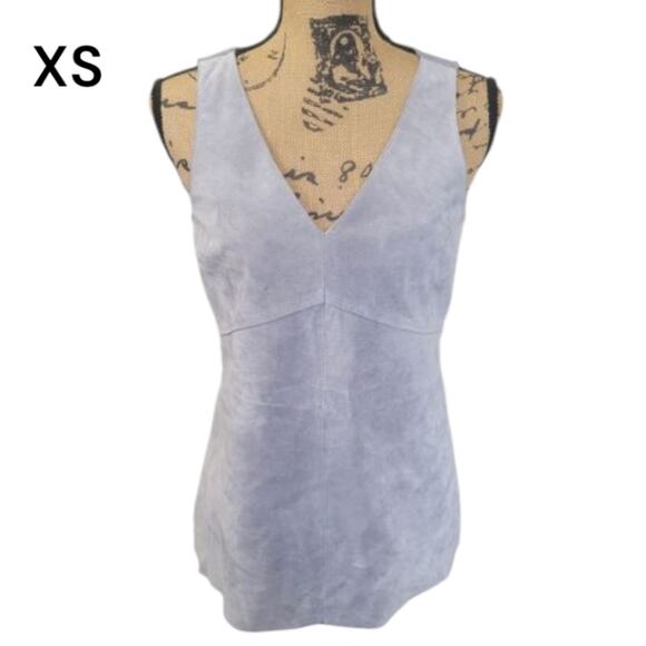 ecru Tops - XS Ecru Genuine Leather Gray Suede V-neck Tank Top